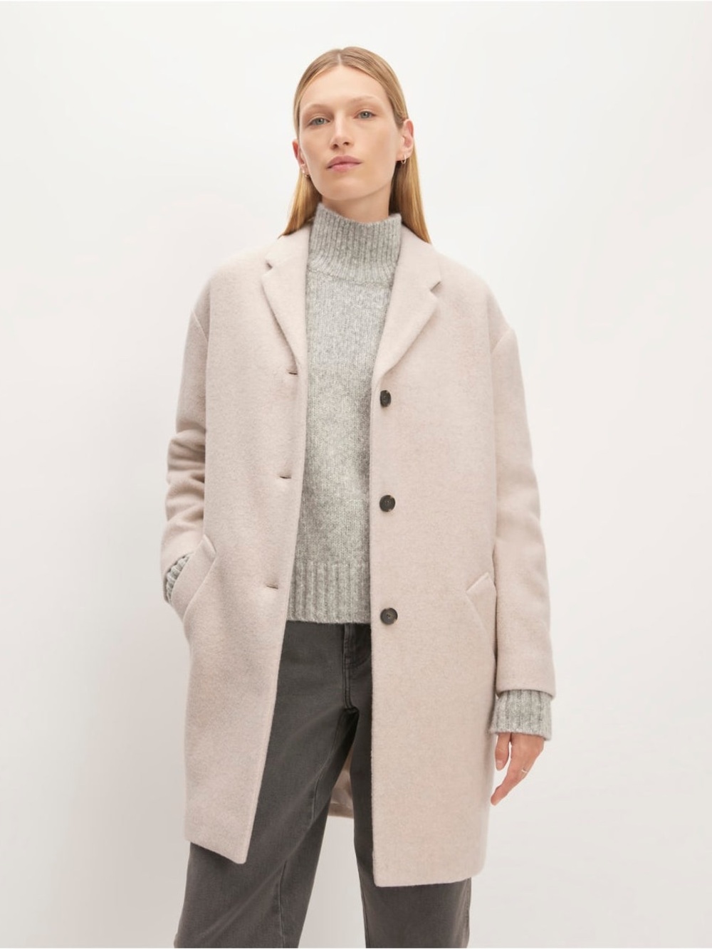 NWT Everlane Cream Oatmeal Cocoon ReWool Pea Coat